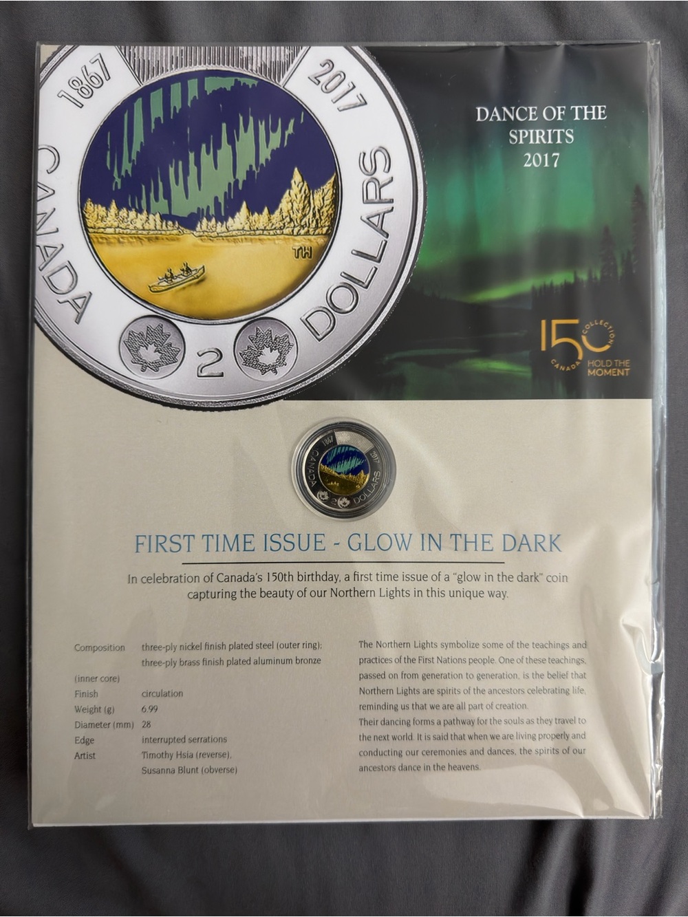 2017 Canada “Dance of the Spirits” Glow-in-the-Dark Toonie – Snow Cap Error